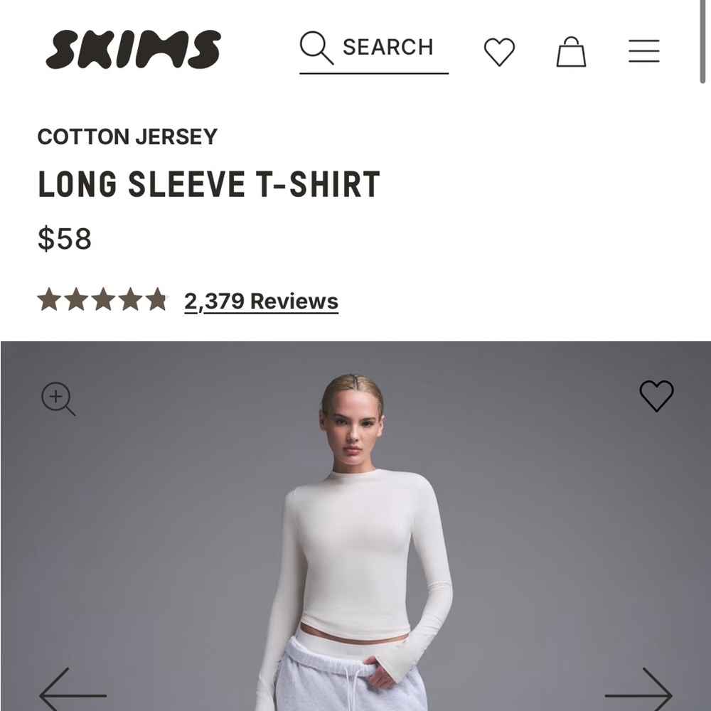 SKIMS Cream Long Sleeve Top